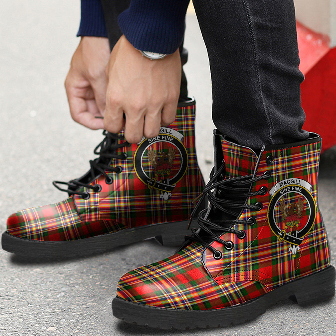 MacGill Modern Tartan Crest Leather Boots