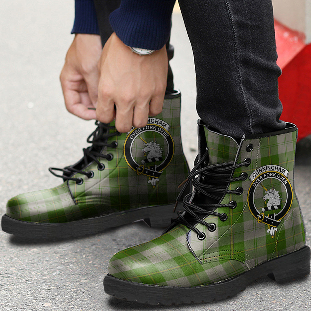 Cunningham Dress Green Dancers Tartan Crest Leather Boots