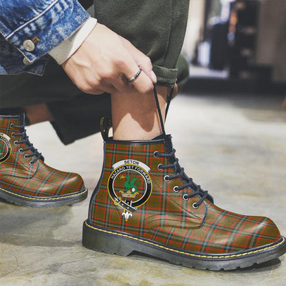 Seton Hunting Modern Tartan Crest Leather Boots