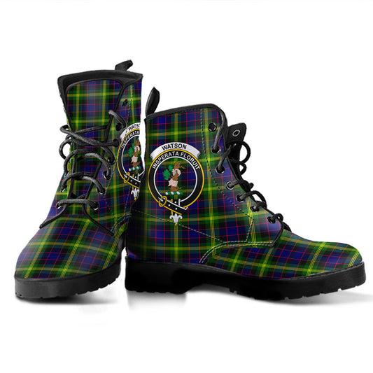 Watson Modern Tartan Crest Leather Boots