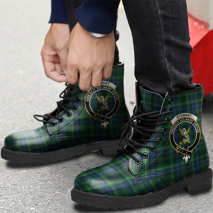 Stewart Hunting Modern Tartan Crest Leather Boots