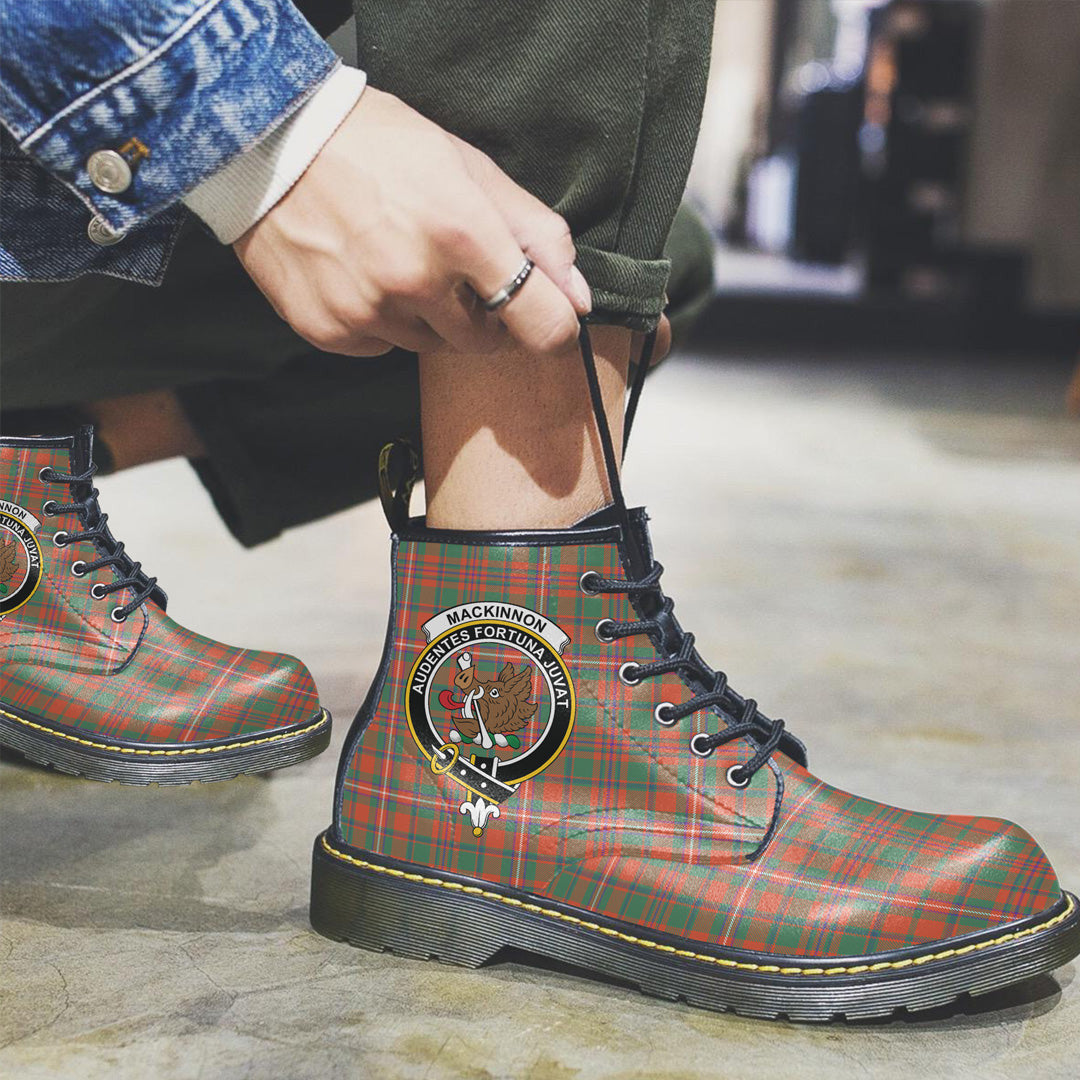 MacKinnon Ancient Tartan Crest Leather Boots