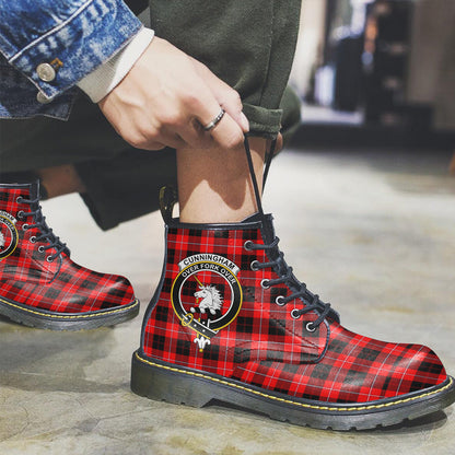 Cunningham Modern Tartan Crest Leather Boots