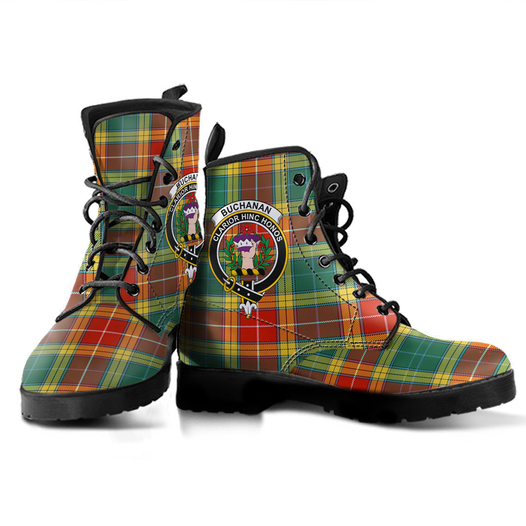 Buchanan Old Sett Tartan Crest Leather Boots