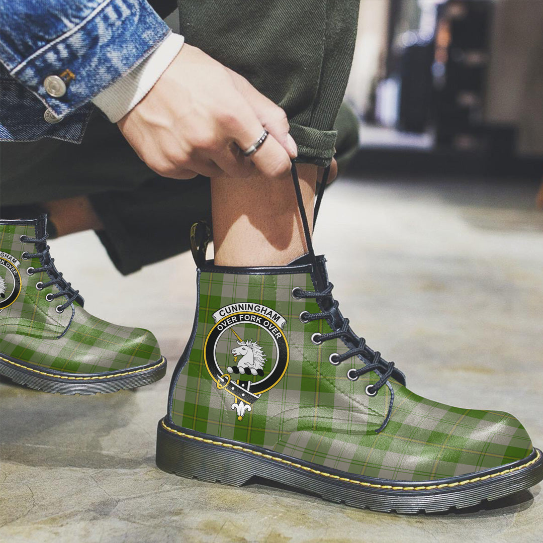 Cunningham Dress Green Dancers Tartan Crest Leather Boots