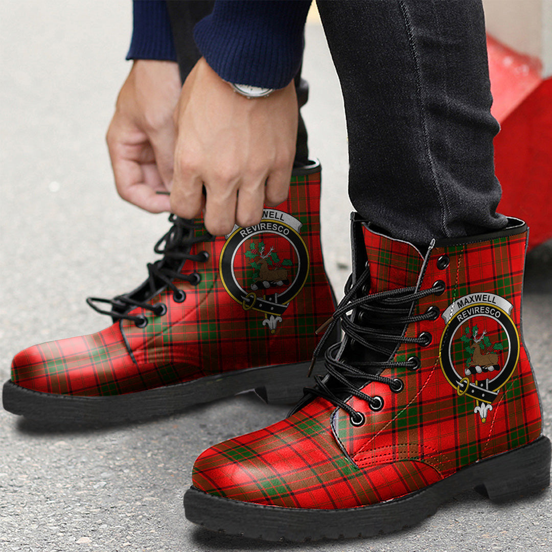 Maxwell Modern Tartan Crest Leather Boots