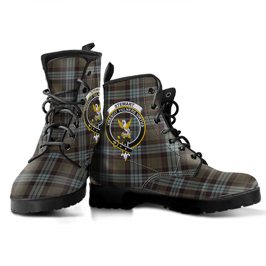 Stewart Old Weathered Tartan Crest Leather Boots