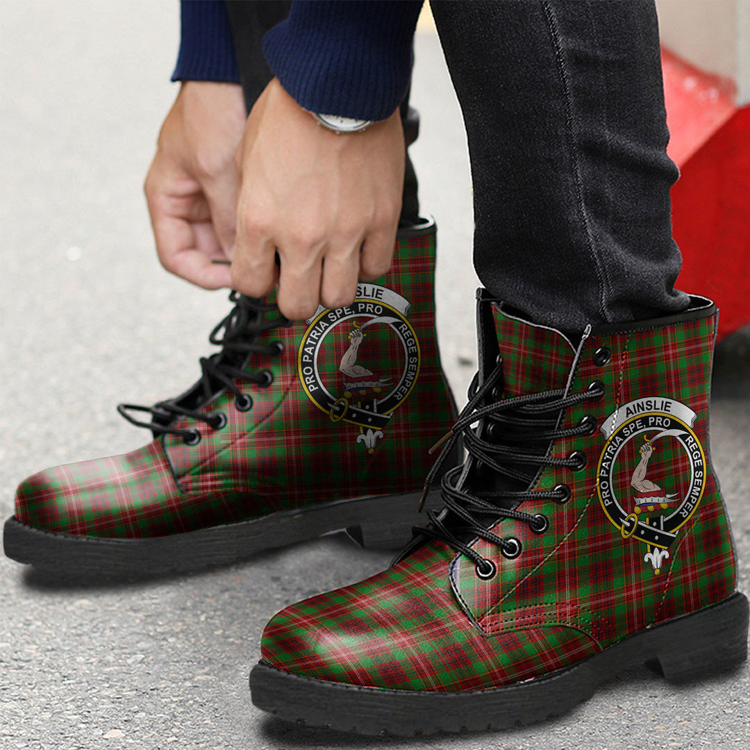 Ainslie Tartan Crest Leather Boots