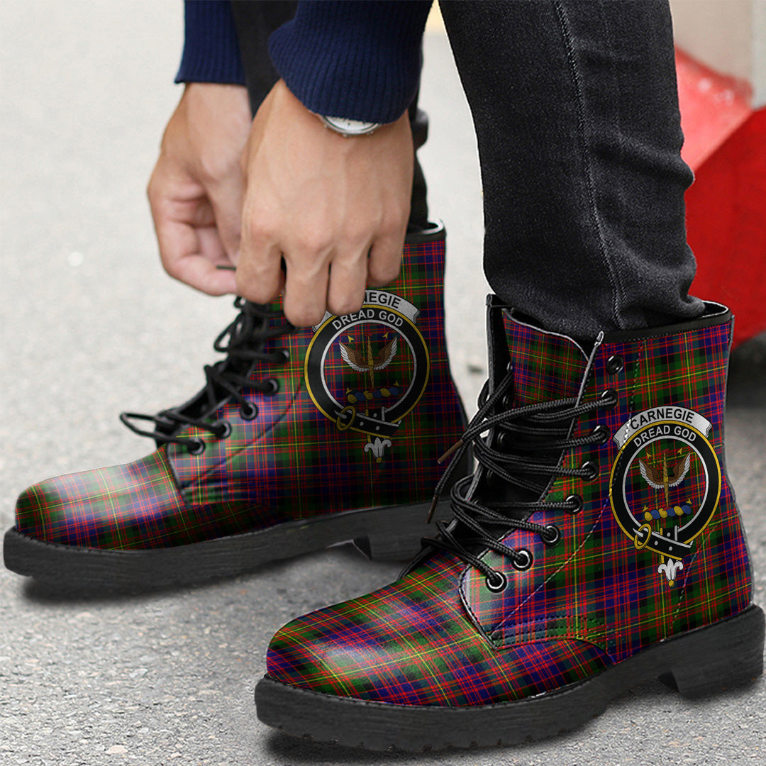 Carnegie Modern Tartan Crest Leather Boots