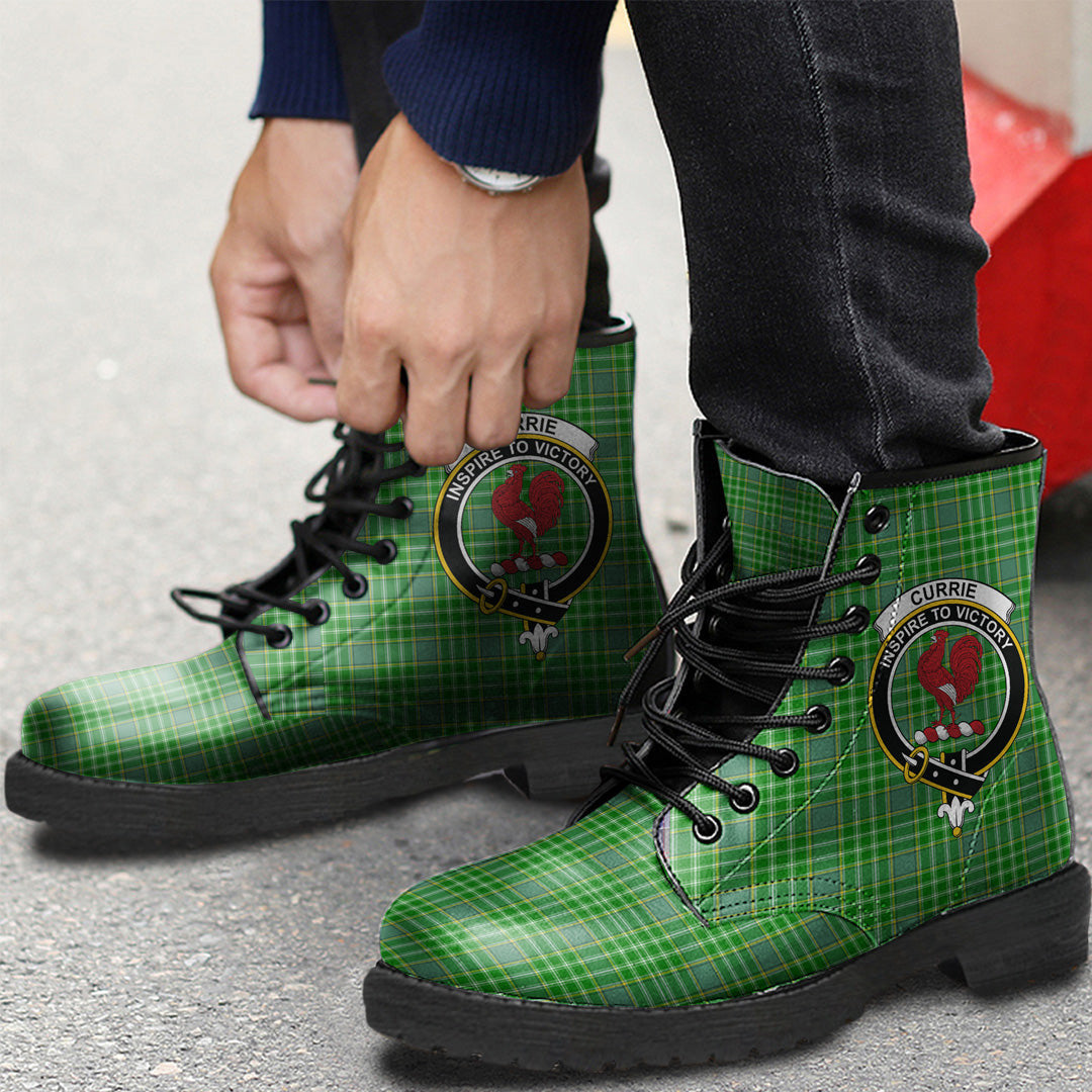 Currie Tartan Crest Leather Boots