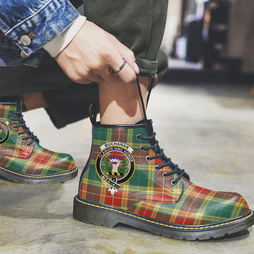 Buchanan Old Sett Tartan Crest Leather Boots