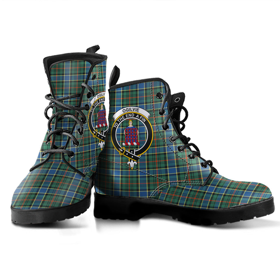 Ogilvie Hunting Ancient Tartan Crest Leather Boots