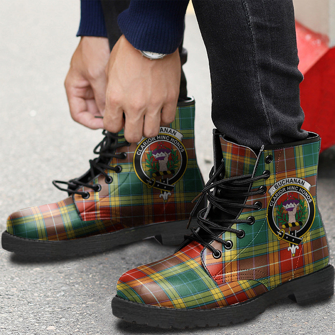 Buchanan Old Sett Tartan Crest Leather Boots