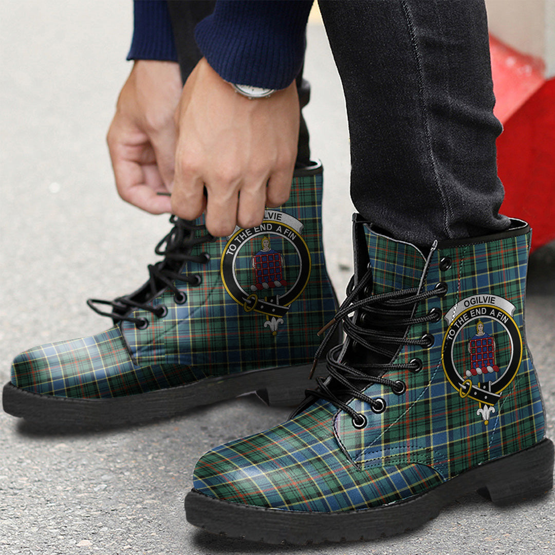 Ogilvie Hunting Ancient Tartan Crest Leather Boots