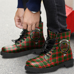 Pollock Modern Tartan Crest Leather Boots
