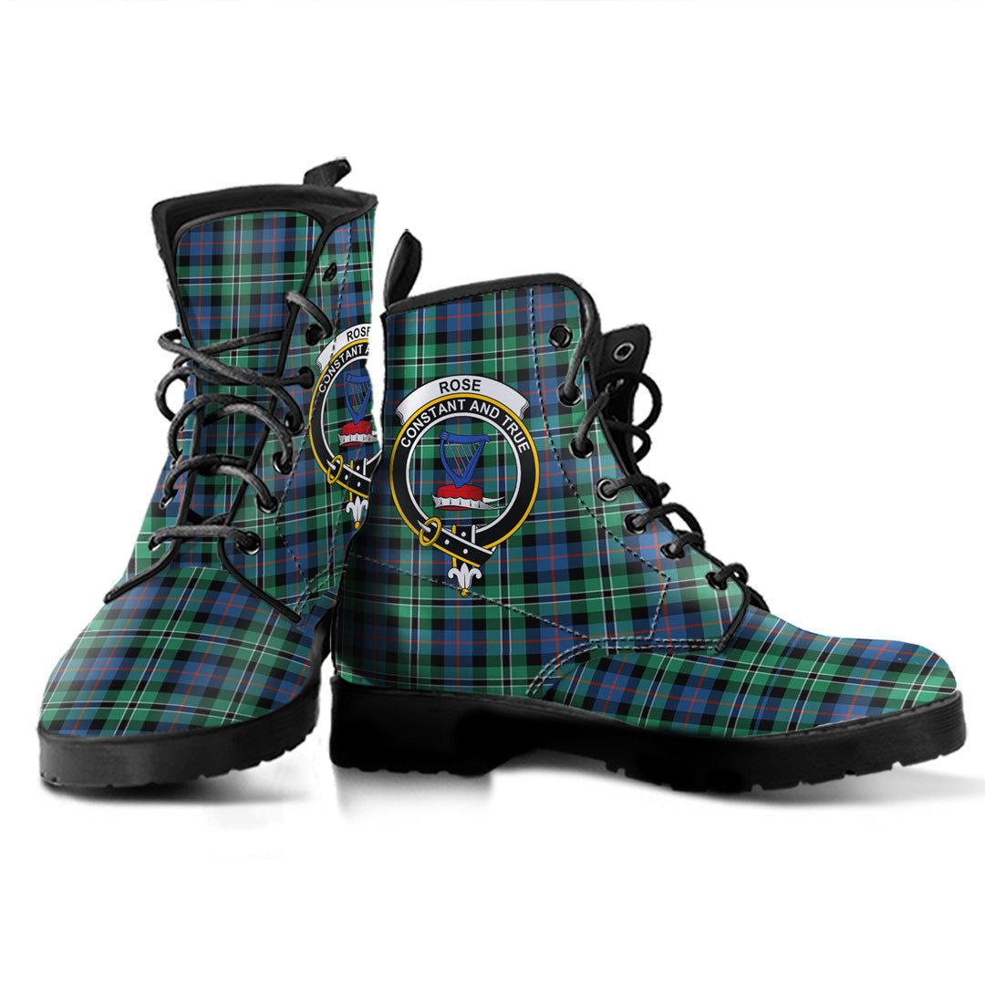 Rose Hunting Ancient Tartan Crest Leather Boots