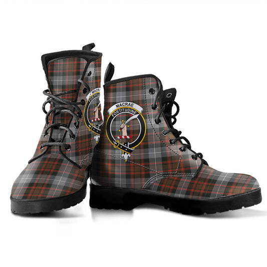 MacRae Hunting Weathered Tartan Crest Leather Boots