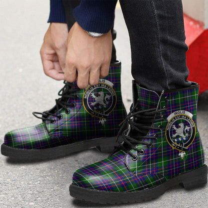 Inglis Modern Tartan Crest Leather Boots