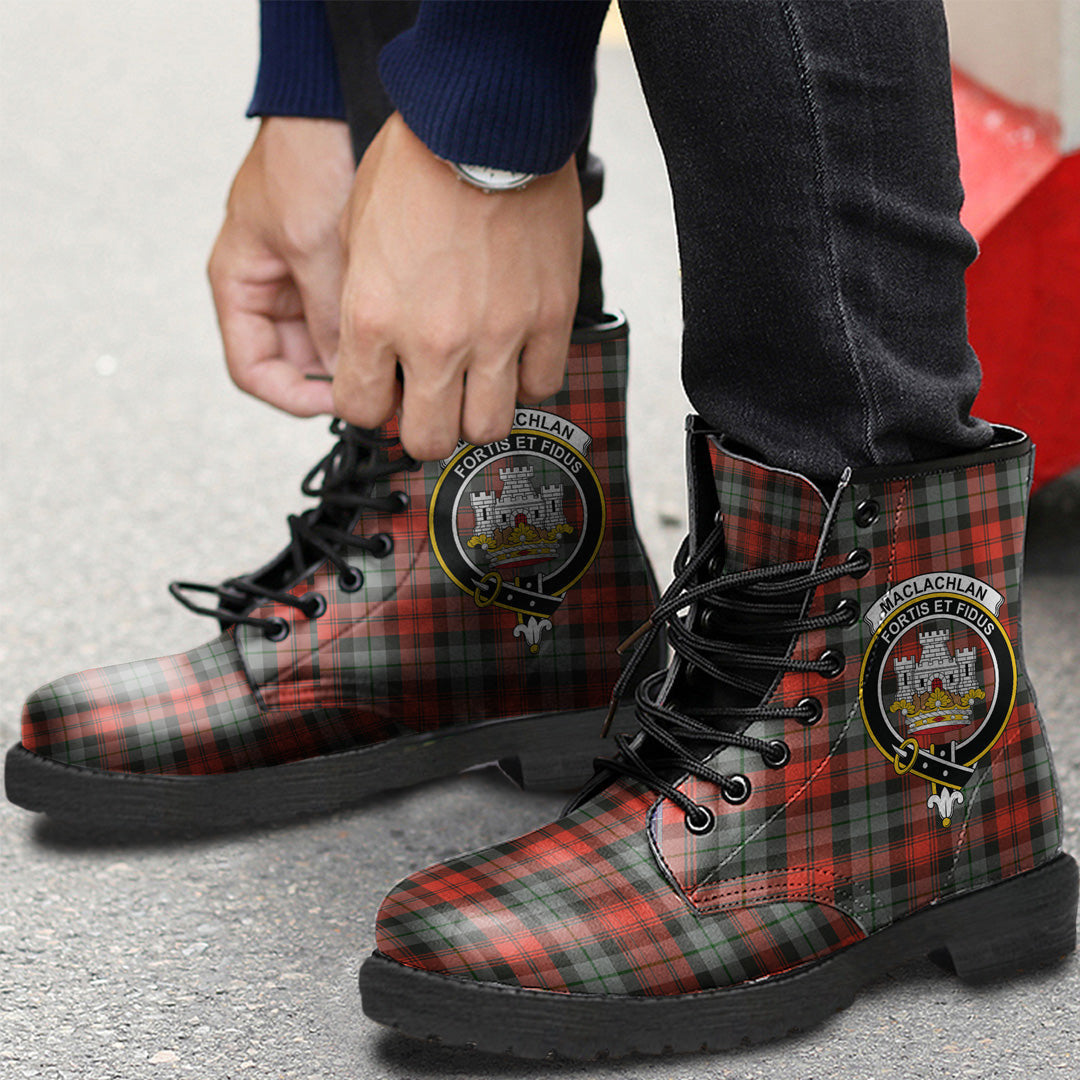 MacLachlan Weathered Tartan Crest Leather Boots