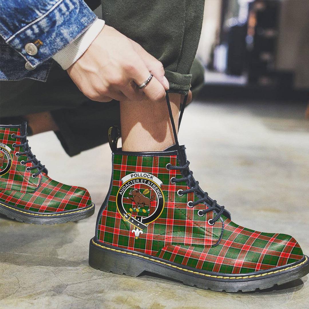Pollock Modern Tartan Crest Leather Boots
