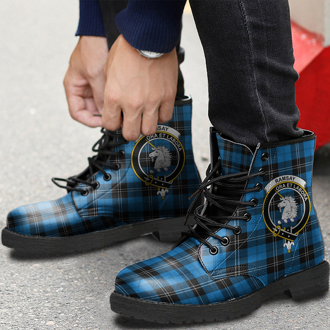 Ramsay Blue Ancient Tartan Crest Leather Boots