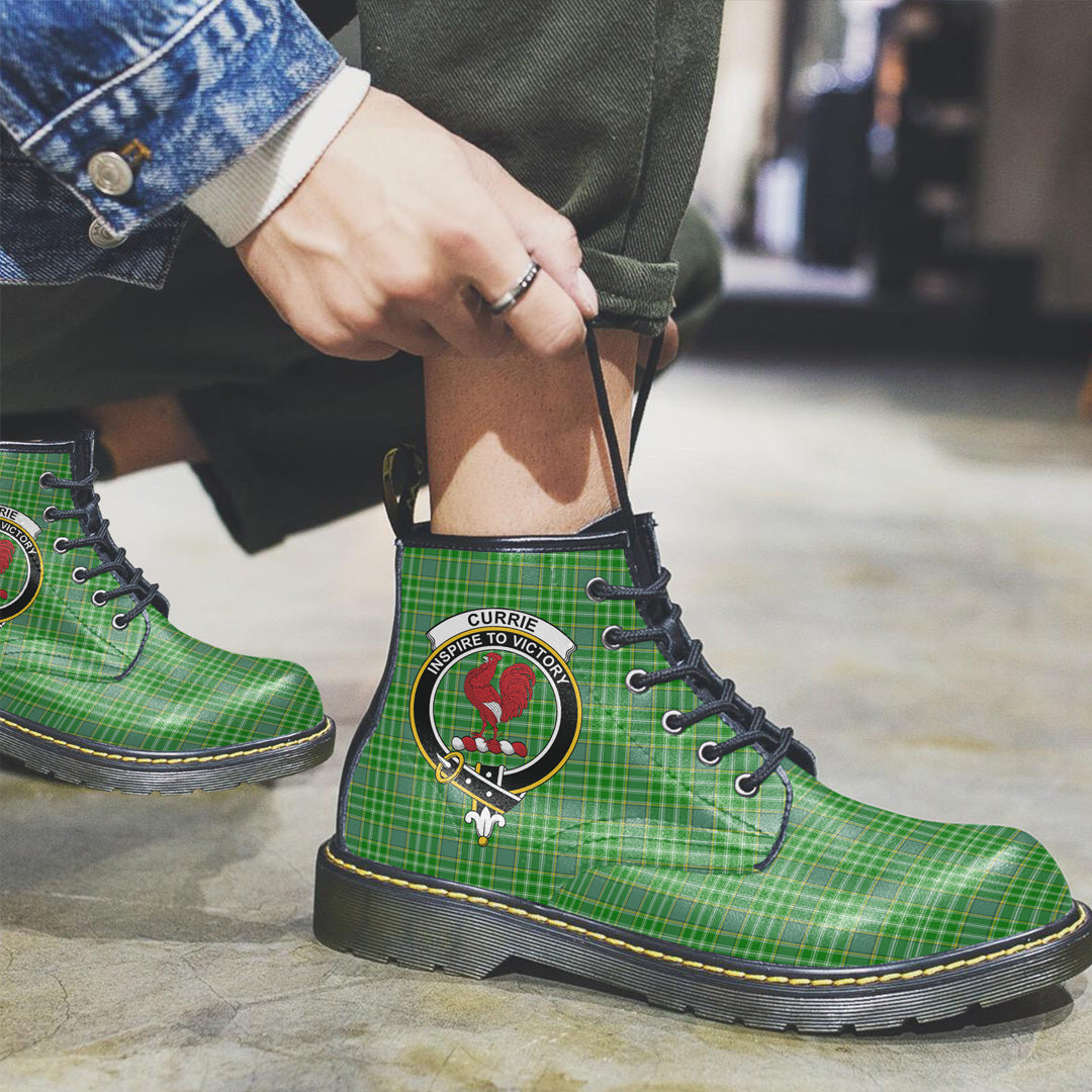 Currie Tartan Crest Leather Boots