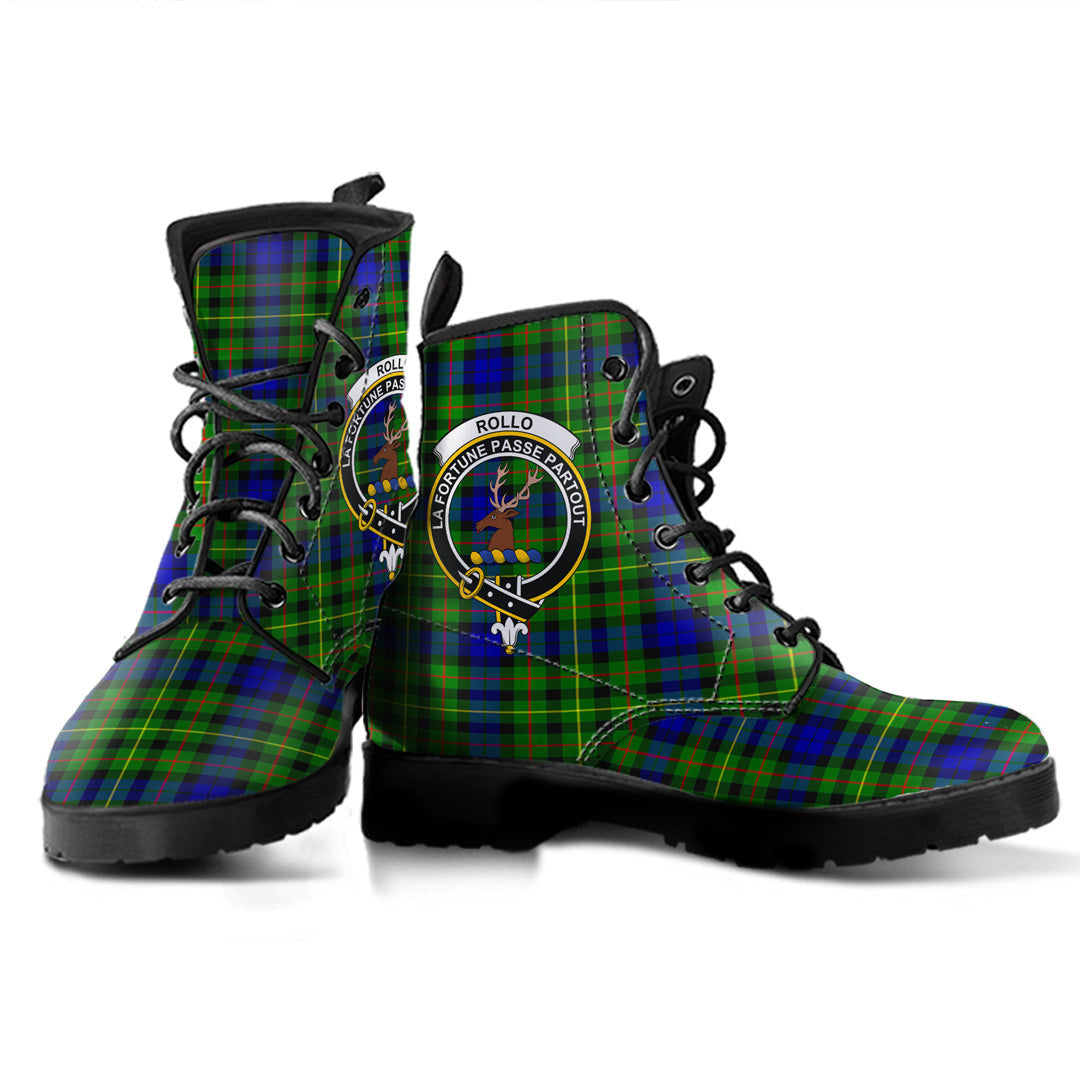 Rollo Modern Tartan Crest Leather Boots