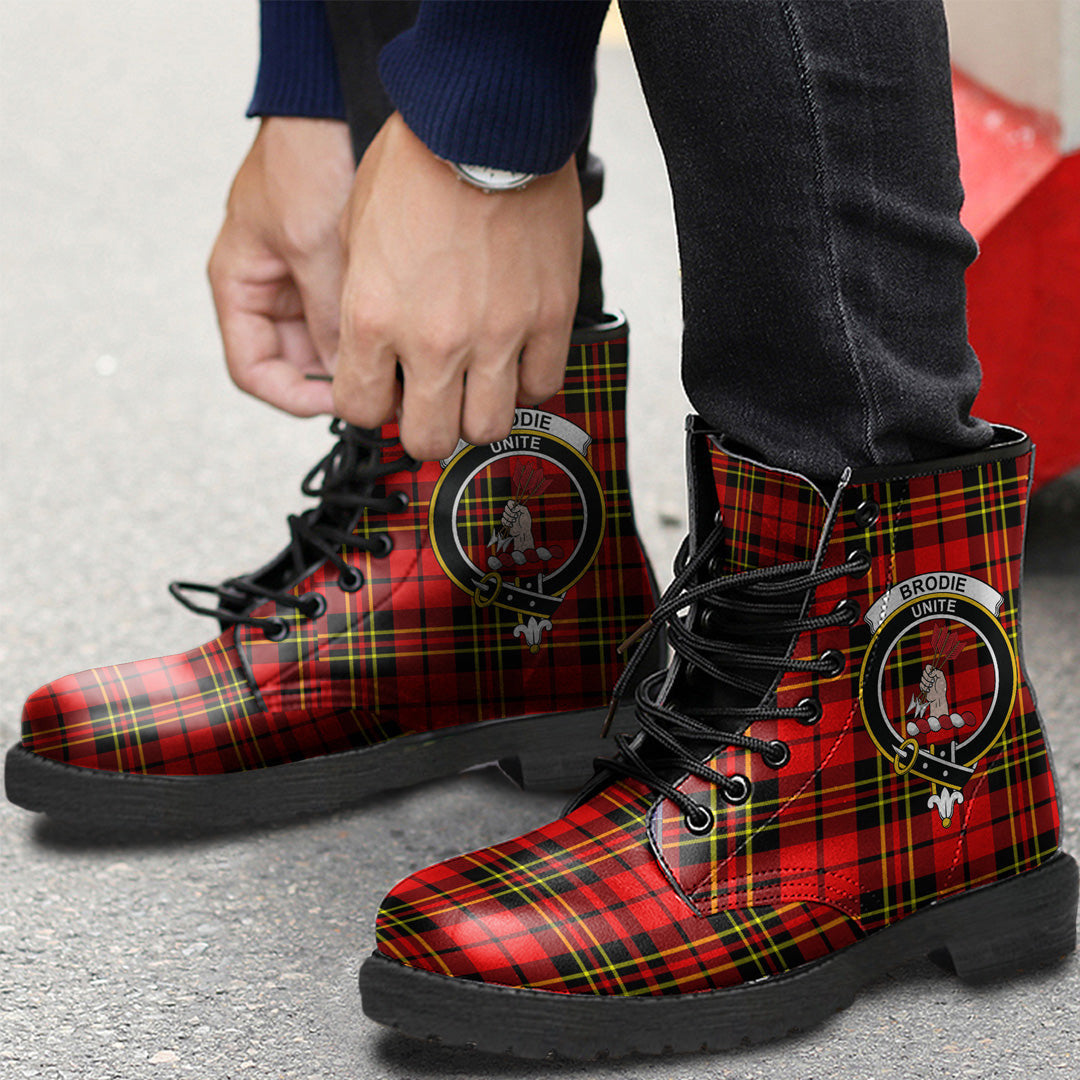 Brodie Modern Tartan Crest Leather Boots