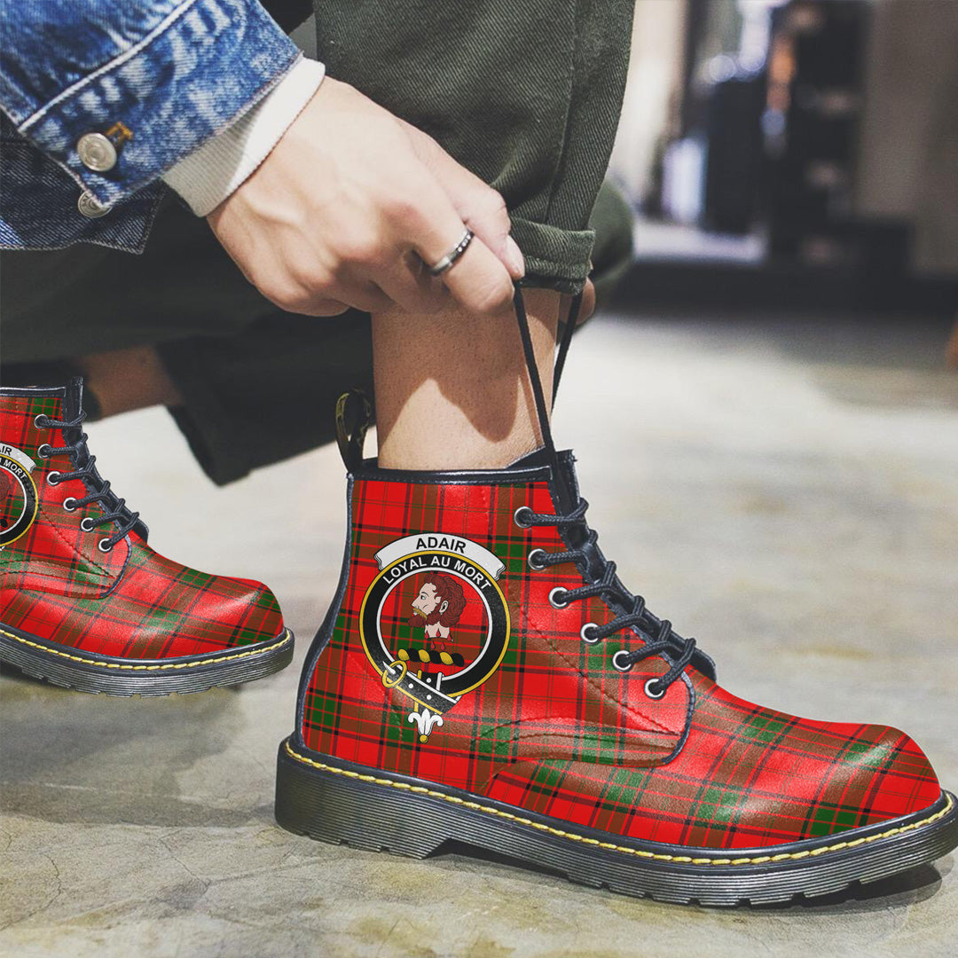 Adair Tartan Crest Leather Boots