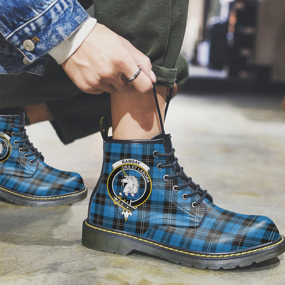 Ramsay Blue Ancient Tartan Crest Leather Boots