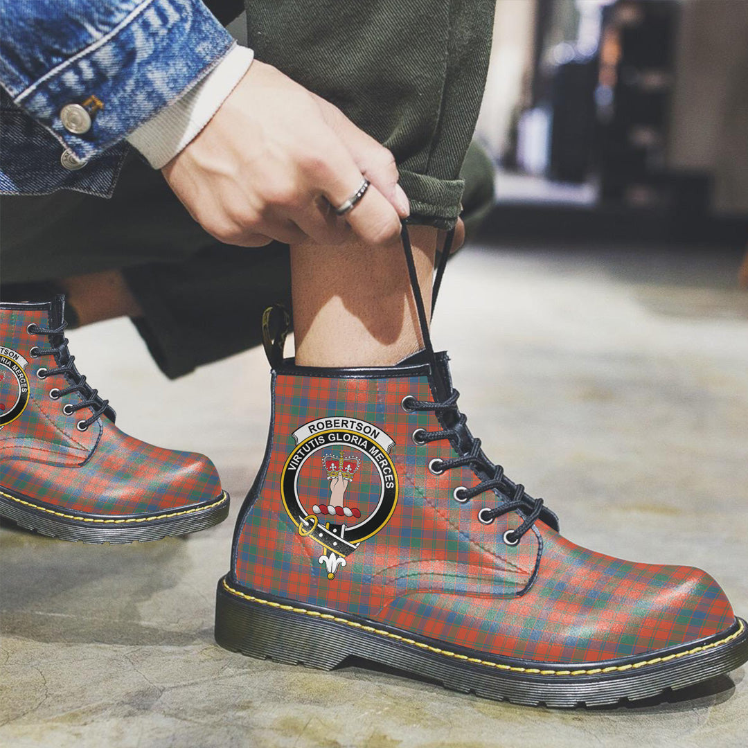 Robertson Ancient Tartan Crest Leather Boots