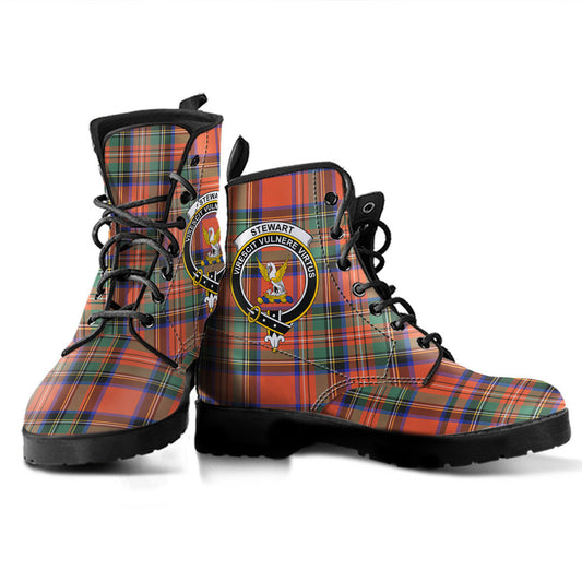 Stewart Royal Ancient Tartan Crest Leather Boots