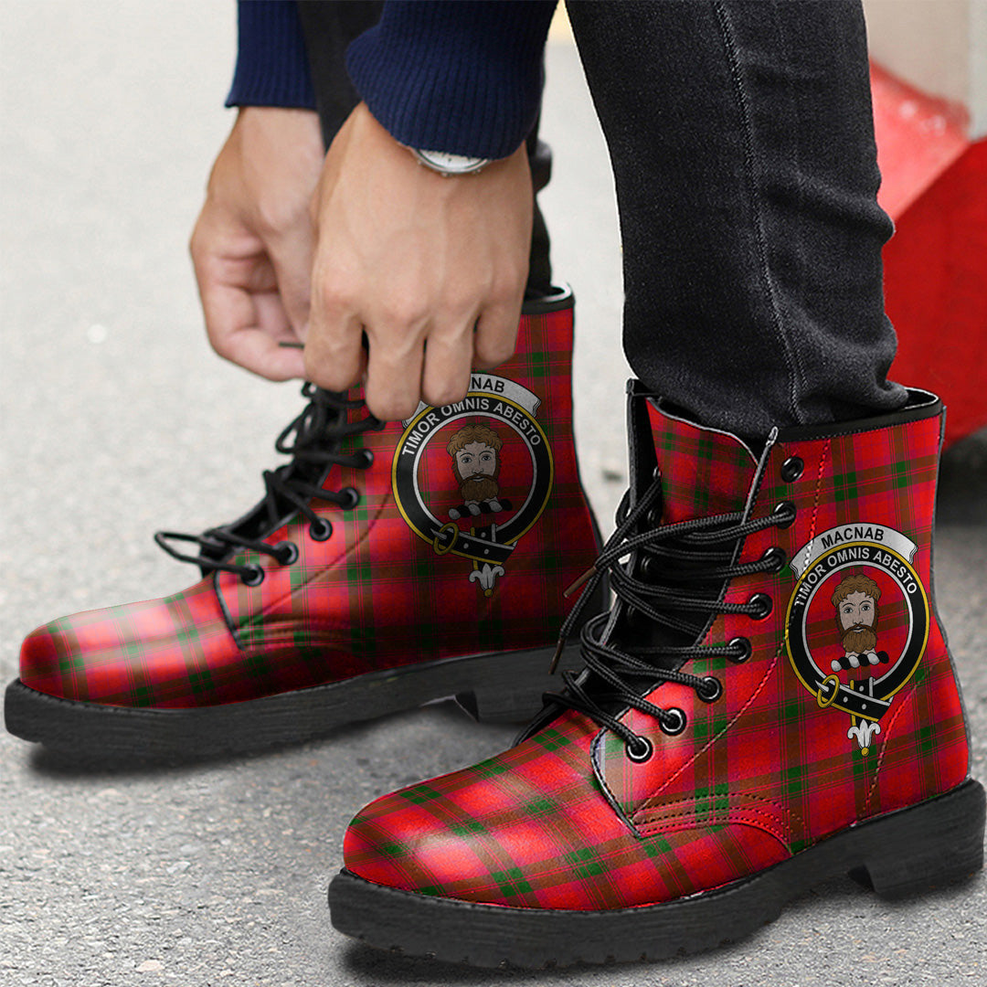 MacNab Modern Tartan Crest Leather Boots