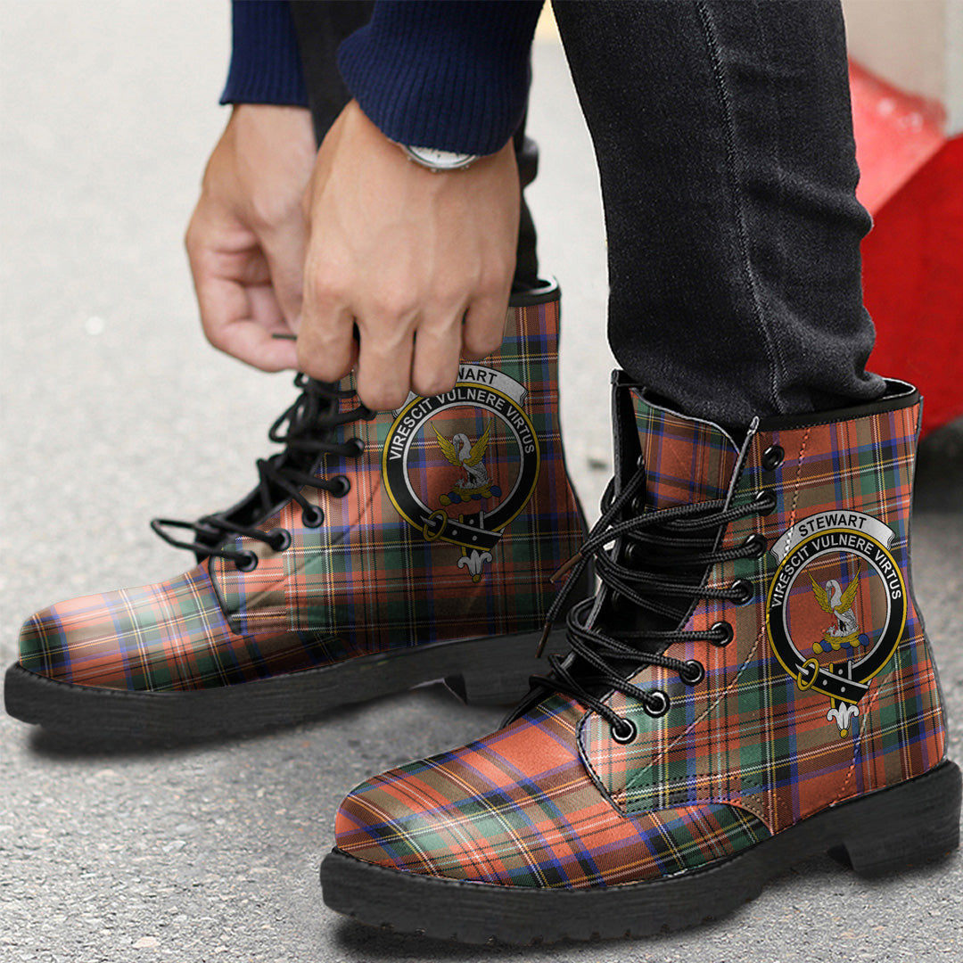 Stewart Royal Ancient Tartan Crest Leather Boots