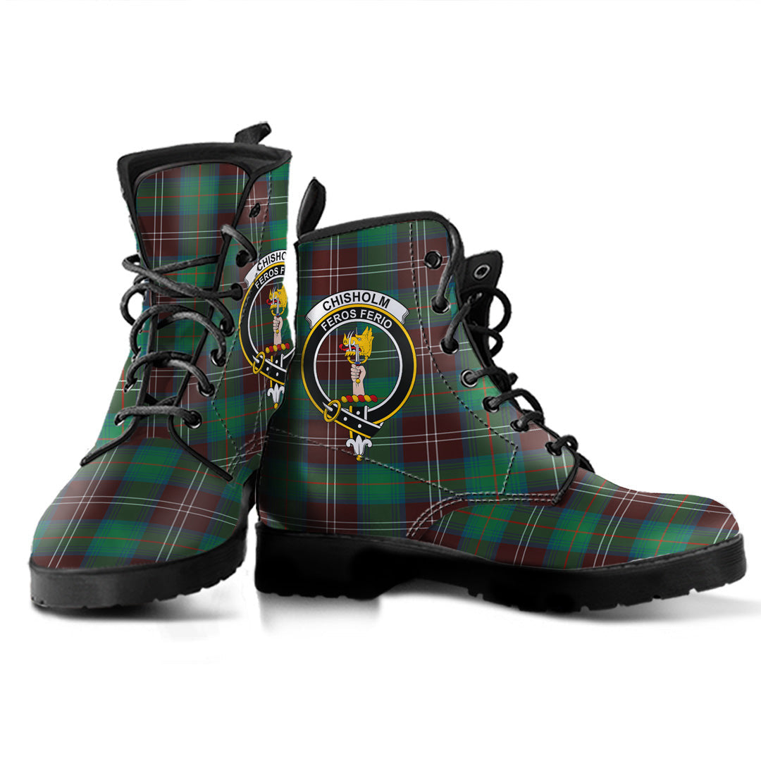 Chisholm Hunting Ancient Tartan Crest Leather Boots