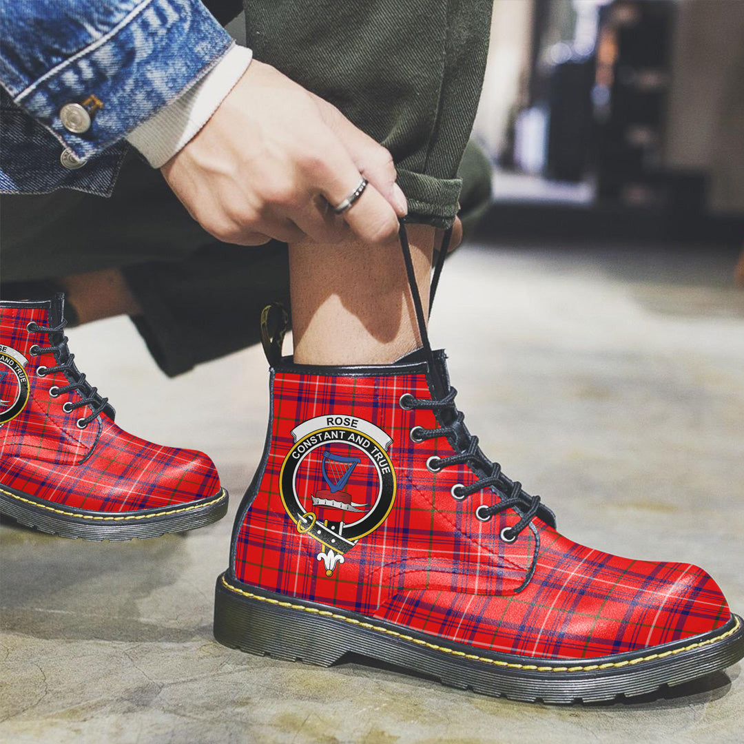 Rose Modern Tartan Crest Leather Boots