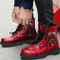 Rose Modern Tartan Crest Leather Boots