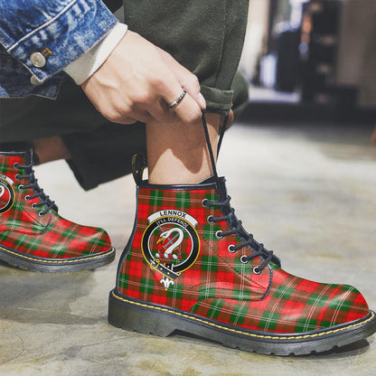 Lennox Modern Tartan Crest Leather Boots