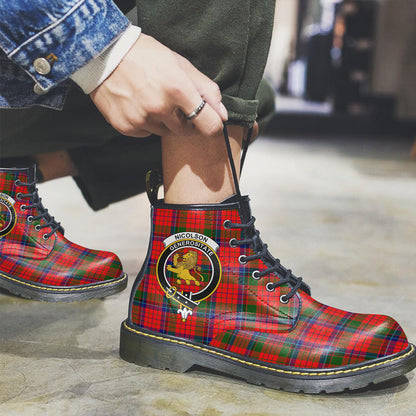 Nicolson Modern Tartan Crest Leather Boots