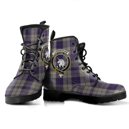 Cunningham Dress Blue Dancers Tartan Crest Leather Boots