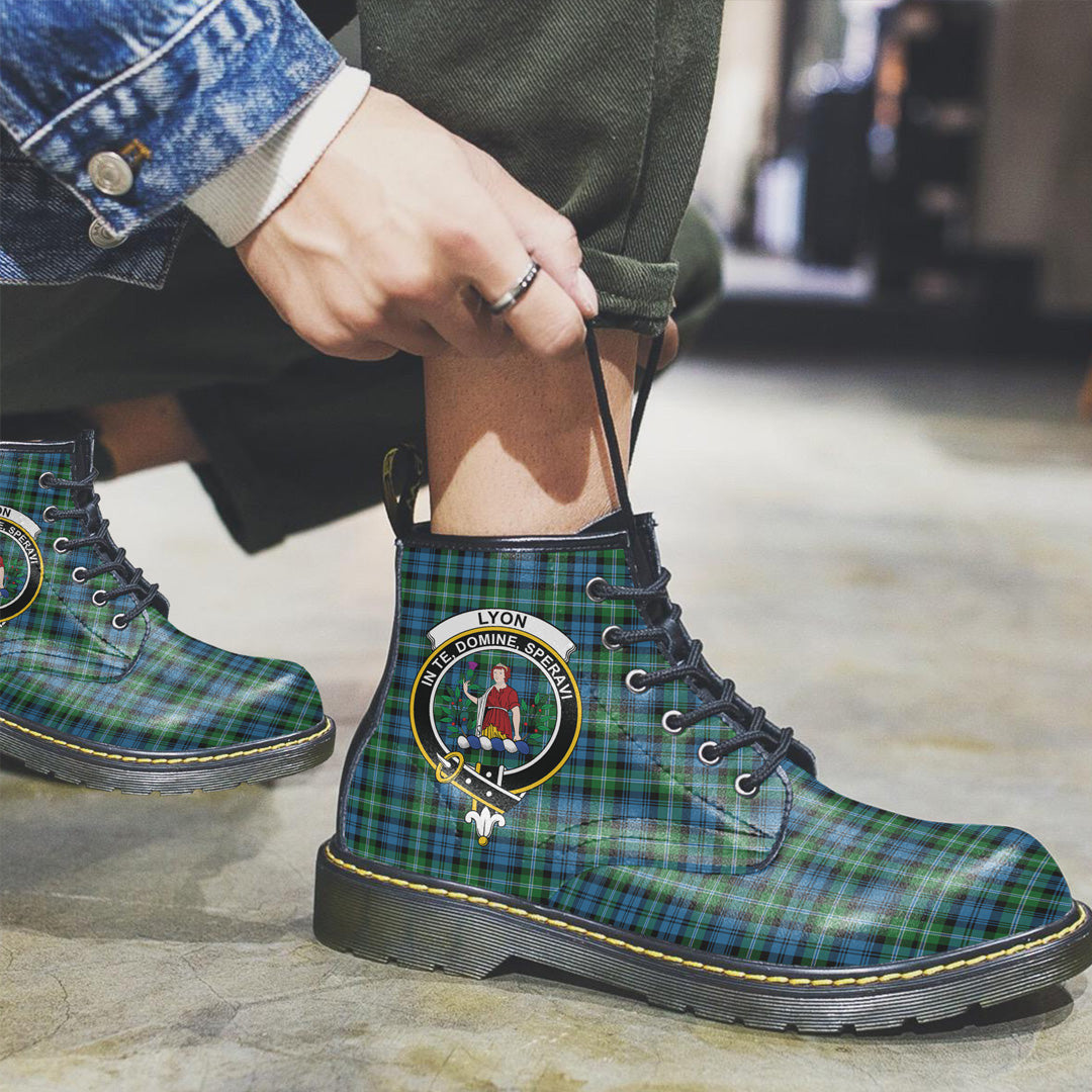 Lyon Clan Tartan Crest Leather Boots