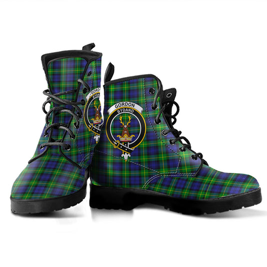 Gordon Modern Tartan Crest Leather Boots