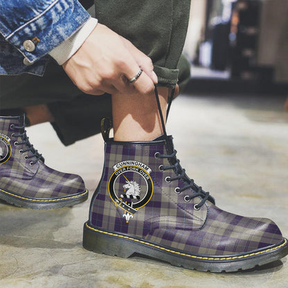 Cunningham Dress Blue Dancers Tartan Crest Leather Boots