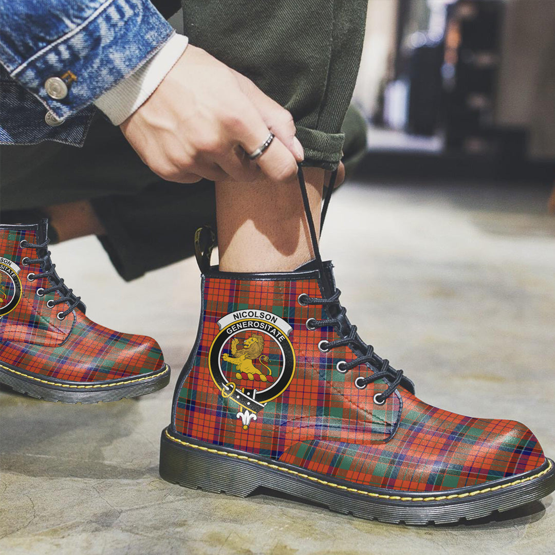 Nicolson Ancient Tartan Crest Leather Boots