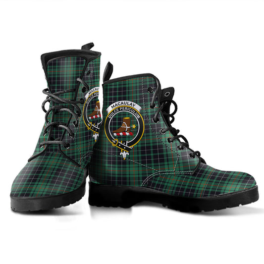 MacAulay Hunting Ancient Tartan Crest Leather Boots