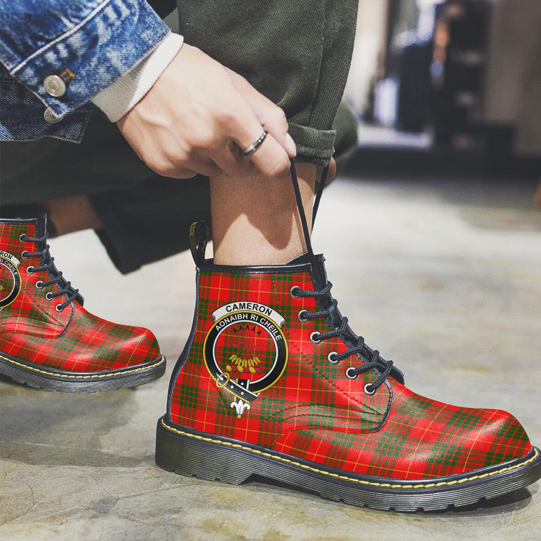 Cameron Modern Tartan Crest Leather Boots