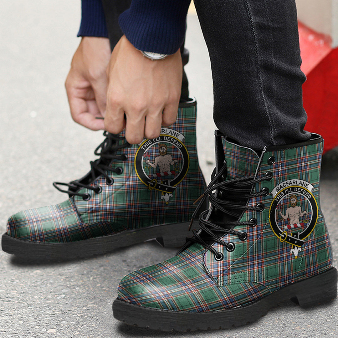 MacFarlane Hunting Ancient Tartan Crest Leather Boots