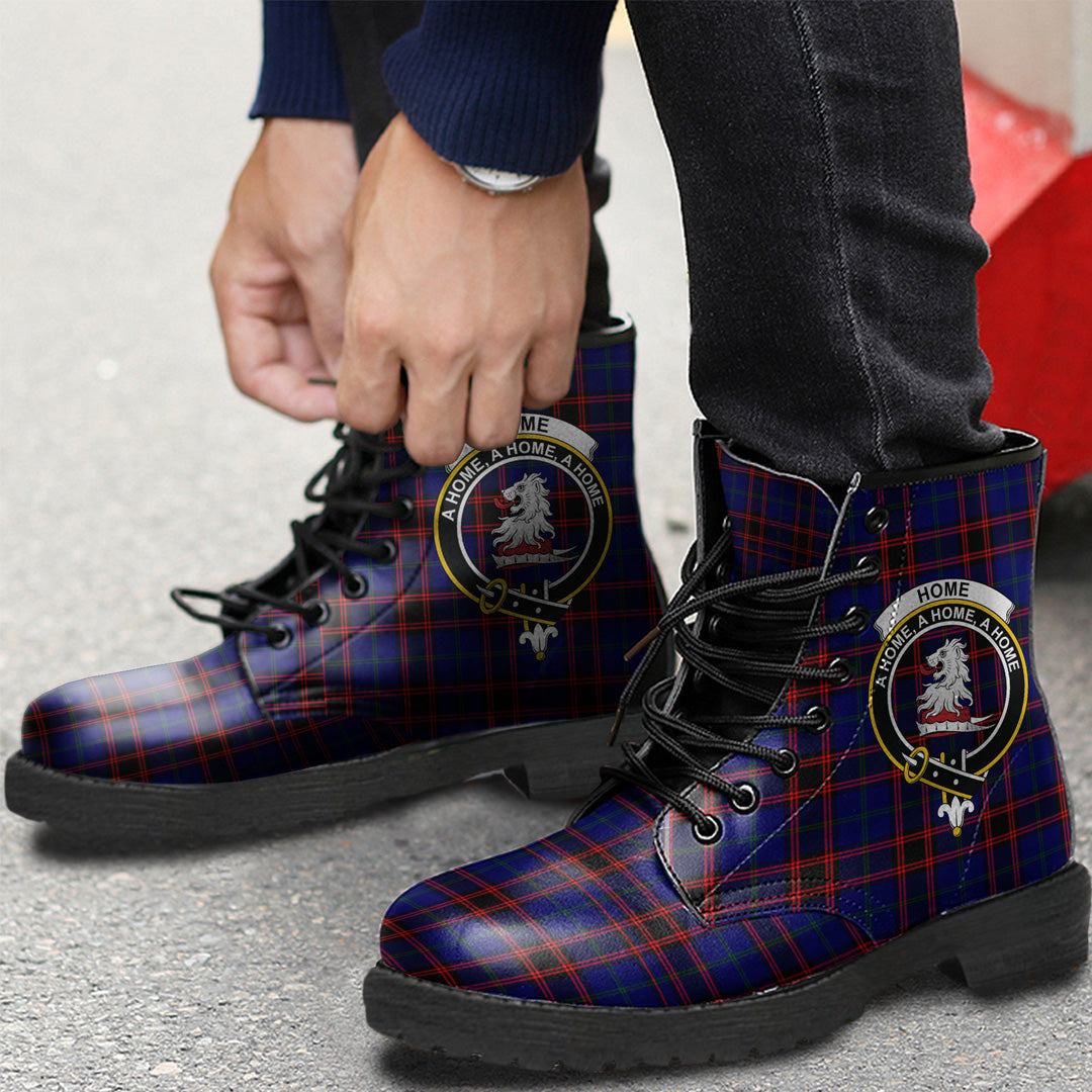 Home Modern Tartan Crest Leather Boots