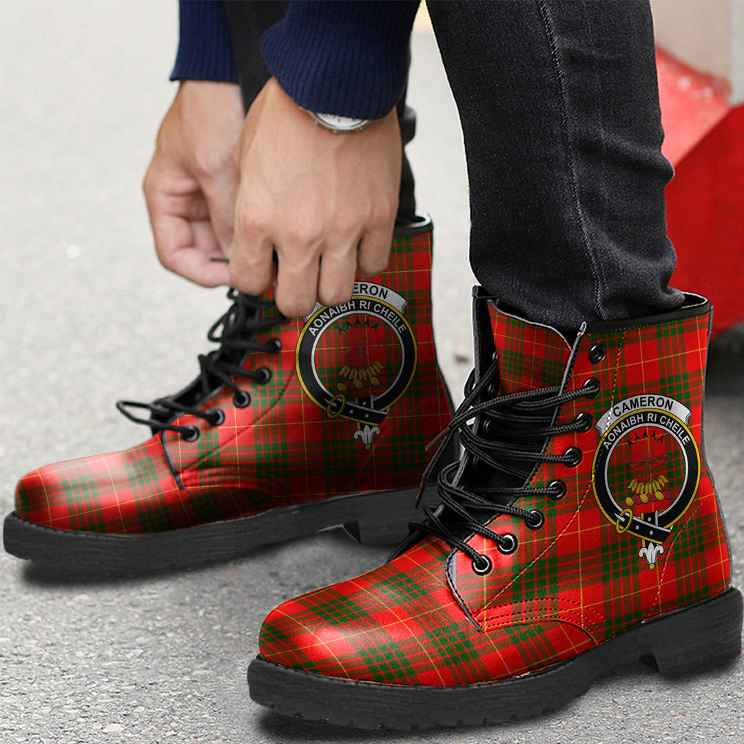 Cameron Modern Tartan Crest Leather Boots