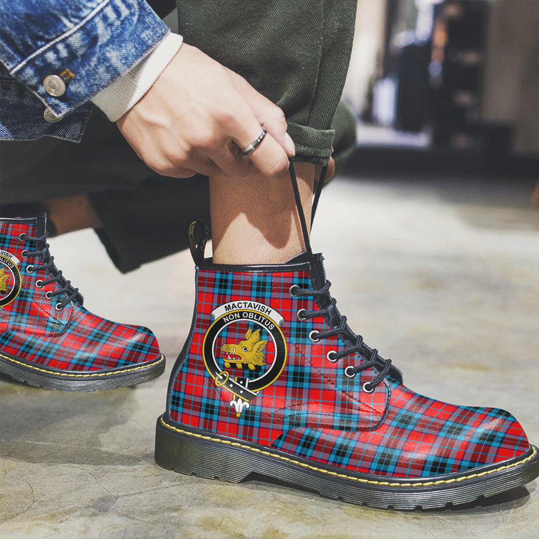 MacTavish Modern Tartan Crest Leather Boots